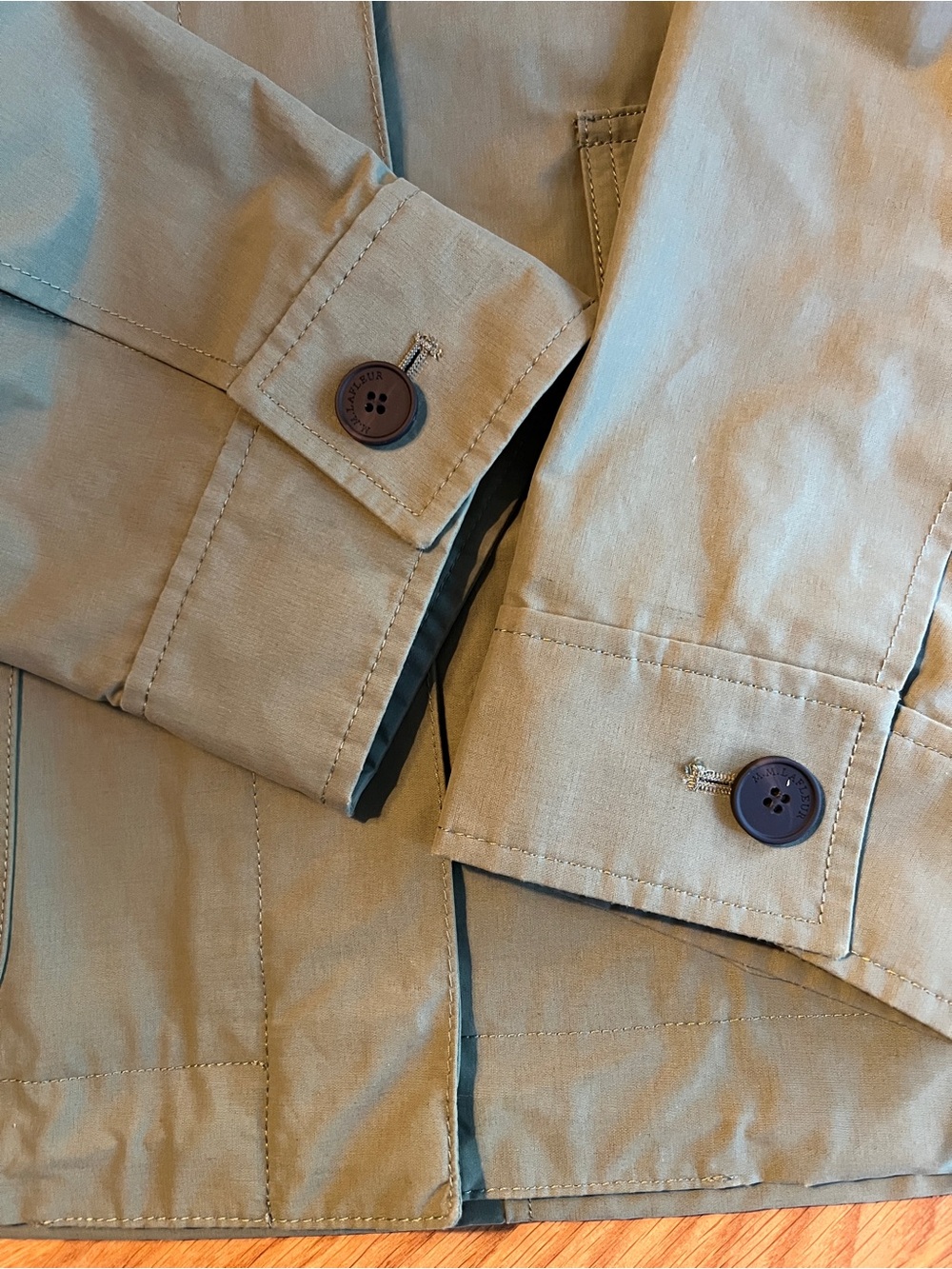 M.M. LAFLEUR THE NESS JACKET IN CRISP COTTON, TARRAGON, SIZE M. - Picture 12 of 16